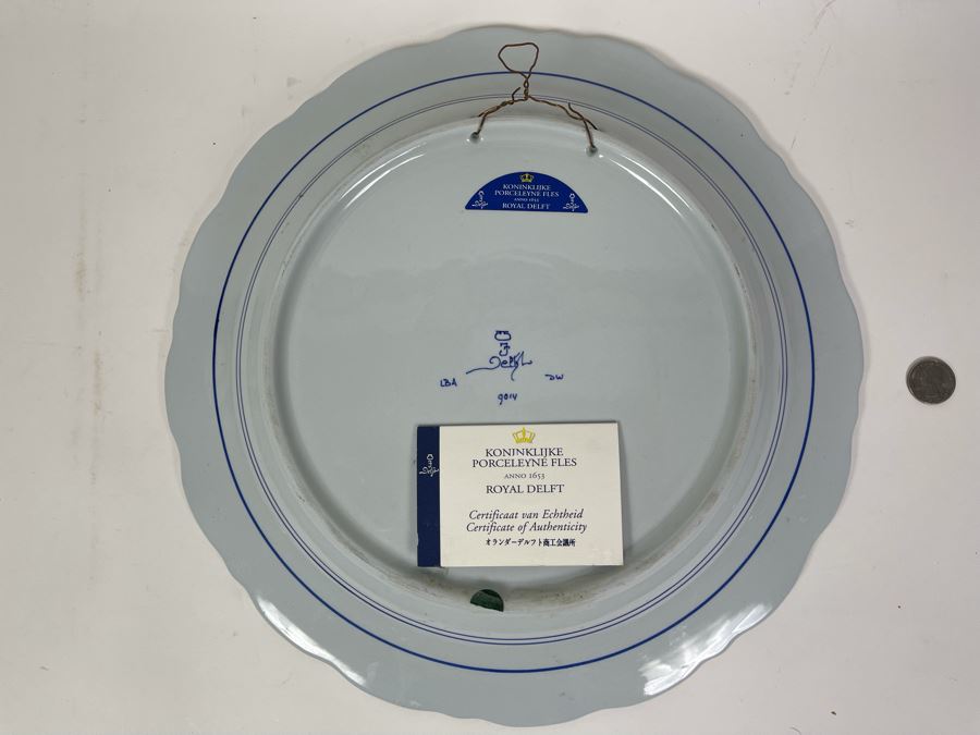 Large Royal Delft Charger Plate With Certificate Of Authenticity 14.5R [Photo 2]