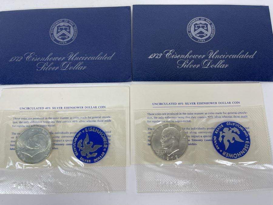 Pair Of 1972 Eisenhower Uncirculated Silver Dollars [Photo 2]