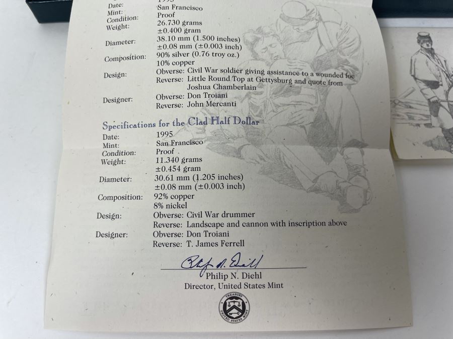 Pair Of 1995 Civil War Battlefield Commemorative Proof Coins (2) 90% Silver Dollars, (2) Clad Half Dollars [Photo 7]