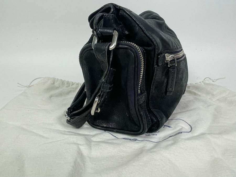 PRADA Black Leather Handbag With Dust Cover 12W X 7H [Photo 5]