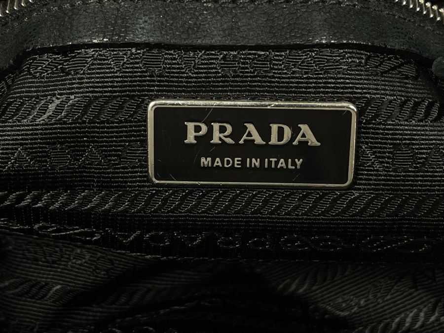 PRADA Black Leather Handbag With Dust Cover 12W X 7H