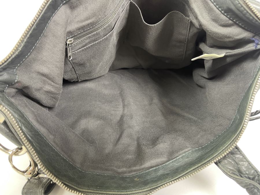 Crate & Barrel Leather Tote Handbag Grey 18 X 16.5 [Photo 5]