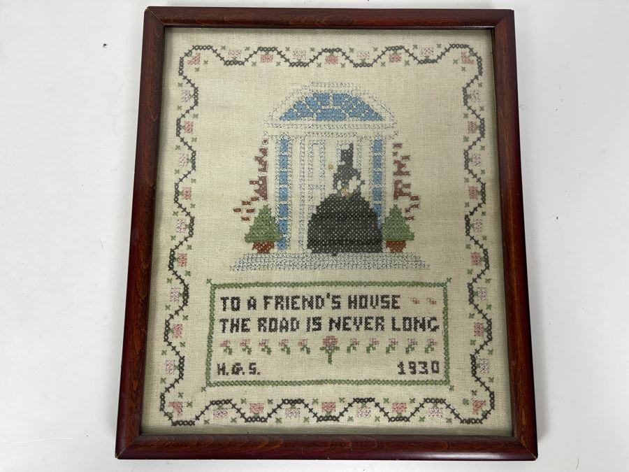 Vintage 1930 Framed Needlepoint 9 X 10 [Photo 1]