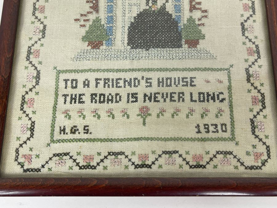 Vintage 1930 Framed Needlepoint 9 X 10 [Photo 2]