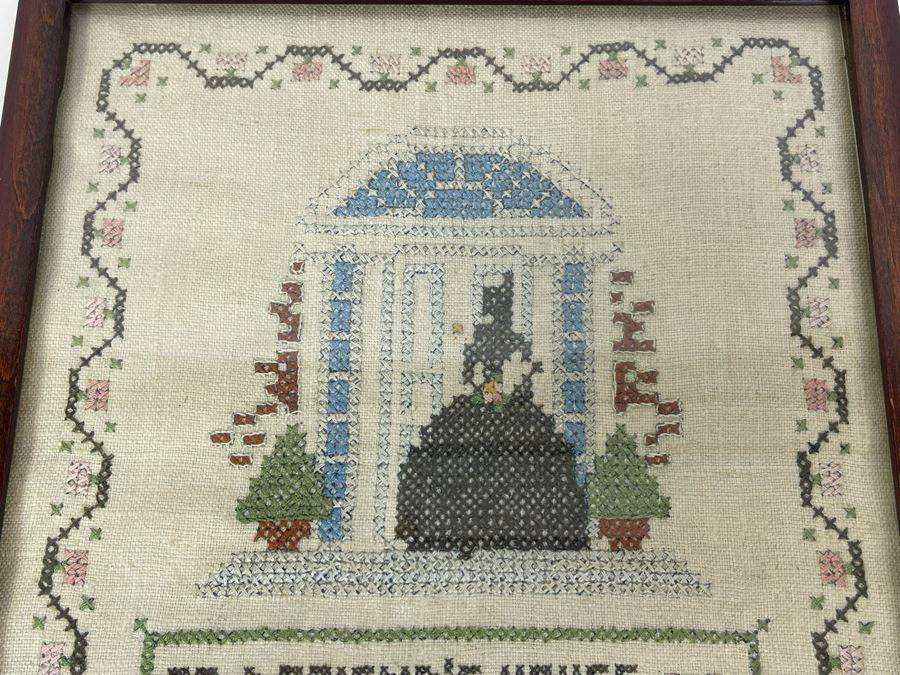 Vintage 1930 Framed Needlepoint 9 X 10 [Photo 3]