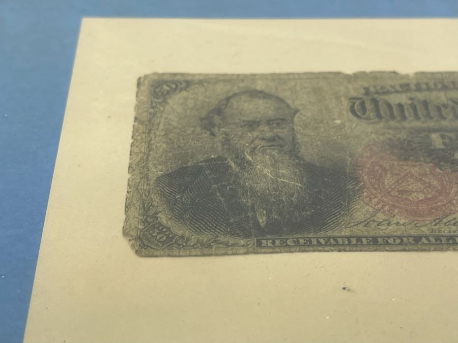 RARE United States Fractional Currency Fifty Cents Note Framed [Photo 8]