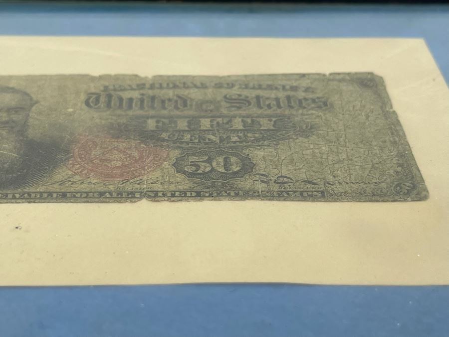 RARE United States Fractional Currency Fifty Cents Note Framed [Photo 10]