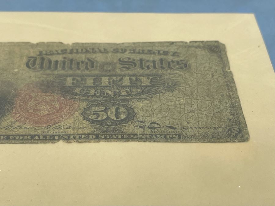 RARE United States Fractional Currency Fifty Cents Note Framed [Photo 9]