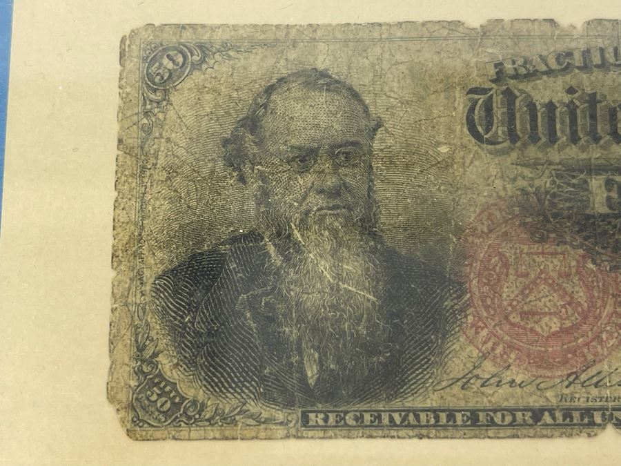 RARE United States Fractional Currency Fifty Cents Note Framed [Photo 4]