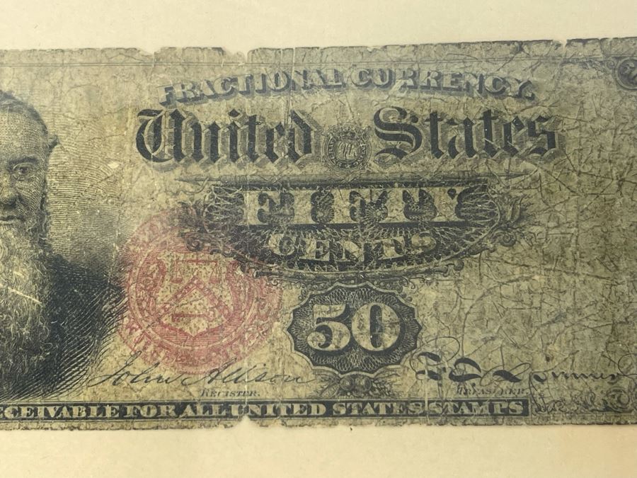 RARE United States Fractional Currency Fifty Cents Note Framed [Photo 5]