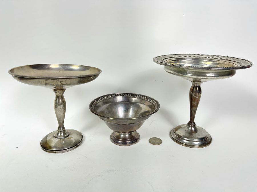 Set Of Three Weighted Sterling Silver Footed Bowls [Photo 2]