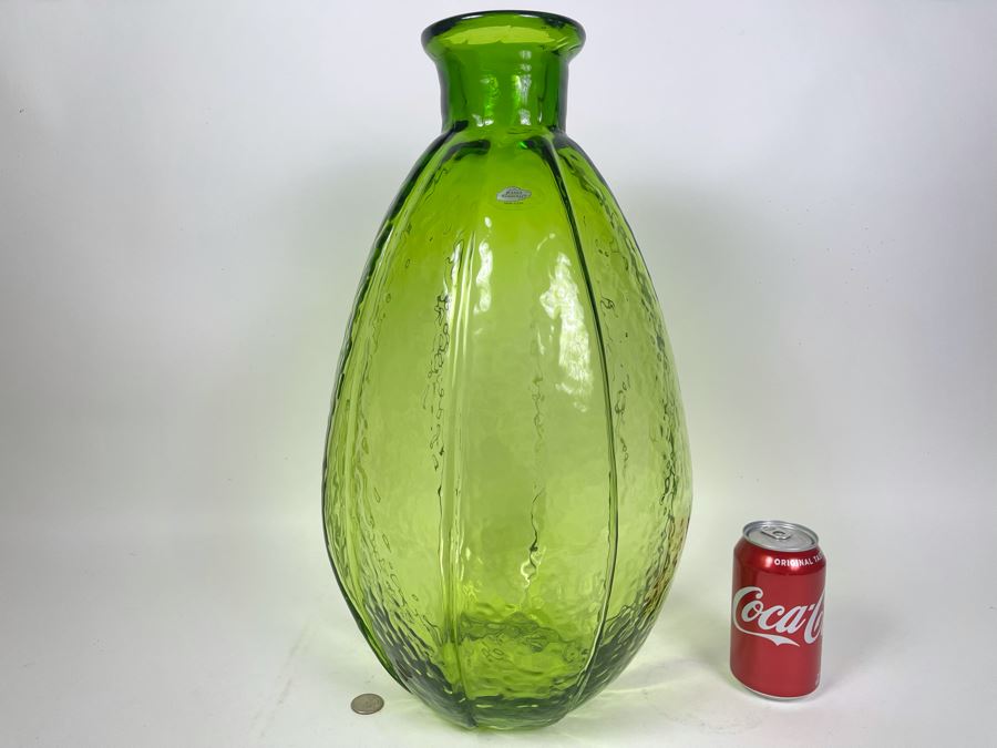 Large Blenko Green Glass Jar Vase 19.5H [Photo 1]
