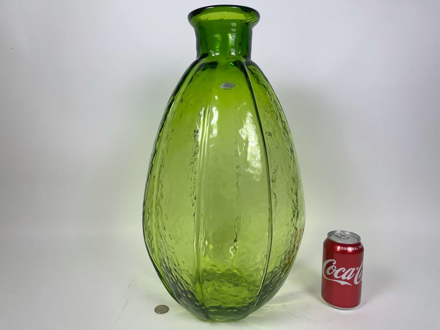 Large Blenko Green Glass Jar Vase 19.5H [Photo 2]