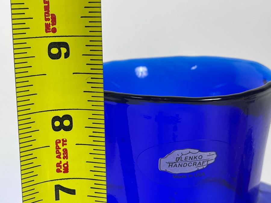 Blenko Glass Blue Jar 8H [Photo 4]