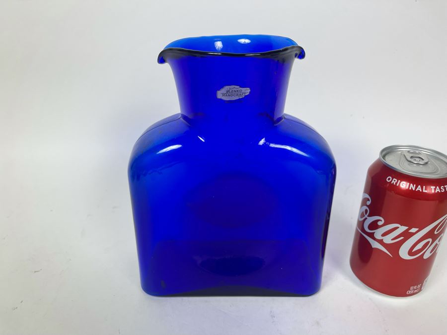 Blenko Glass Blue Jar 8H [Photo 2]