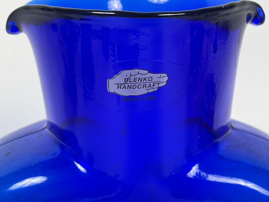 Blenko Glass Blue Jar 8H [Photo 3]