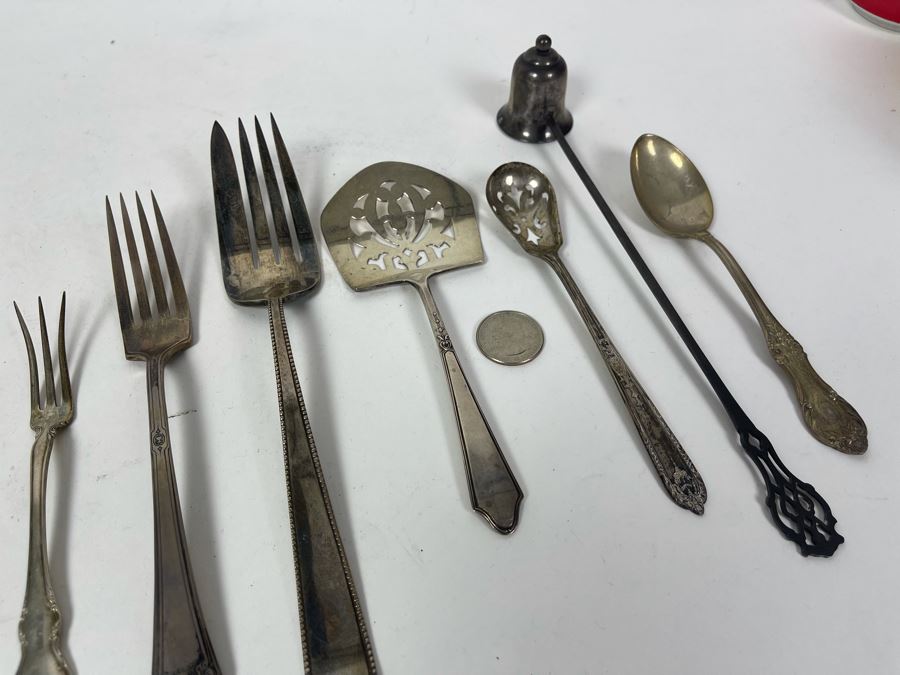 Sterling Silver Forks, Spoons, Serving Pieces, Candle Snuffer - Total Sterling Silver Weight 261g [Photo 4]