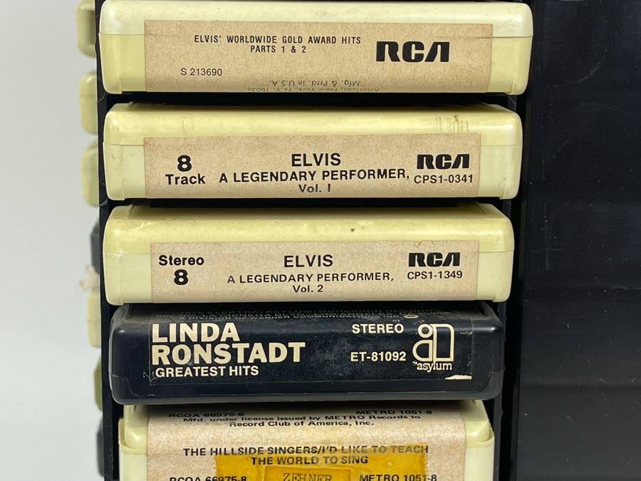 Vintage 8-Track Cartridge Tapes With Revolving Tape Holder Includes Rolling Stones, Fleetwood Mac Rumours, Elvis, Elton John, Saturday Night Fever - See Photos 10.5W X 14H [Photo 4]