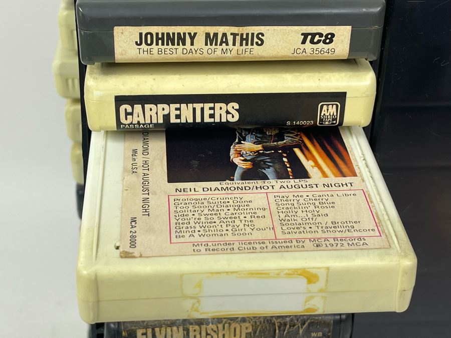 Vintage 8-Track Cartridge Tapes With Revolving Tape Holder Includes Rolling Stones, Fleetwood Mac Rumours, Elvis, Elton John, Saturday Night Fever - See Photos 10.5W X 14H [Photo 12]