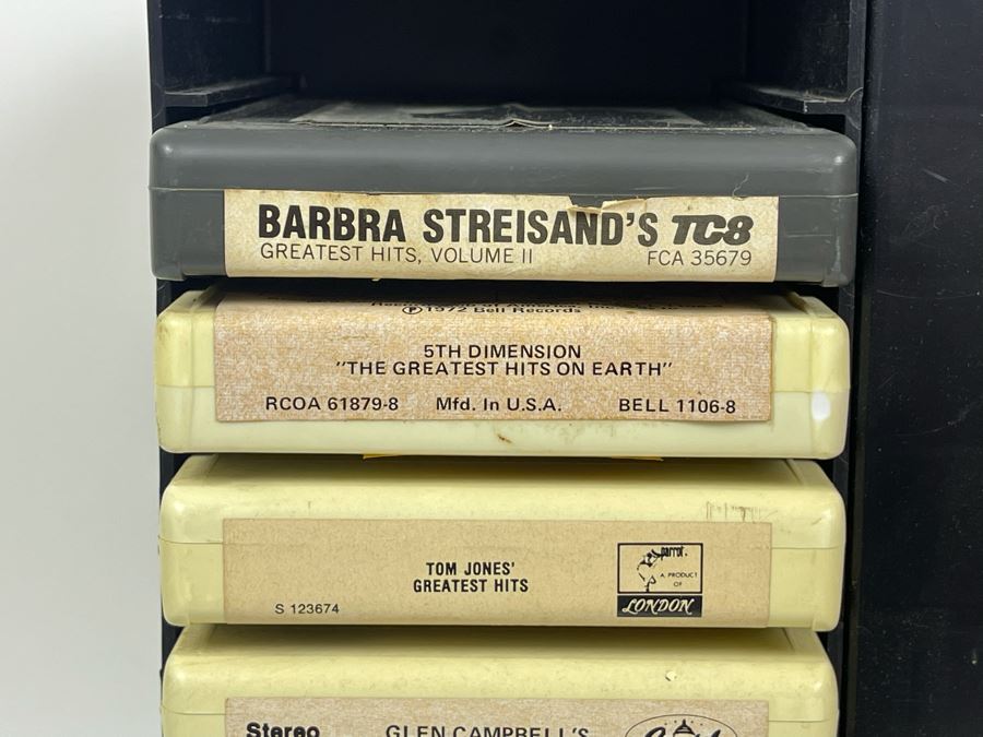 Vintage 8-Track Cartridge Tapes With Revolving Tape Holder Includes Rolling Stones, Fleetwood Mac Rumours, Elvis, Elton John, Saturday Night Fever - See Photos 10.5W X 14H [Photo 9]