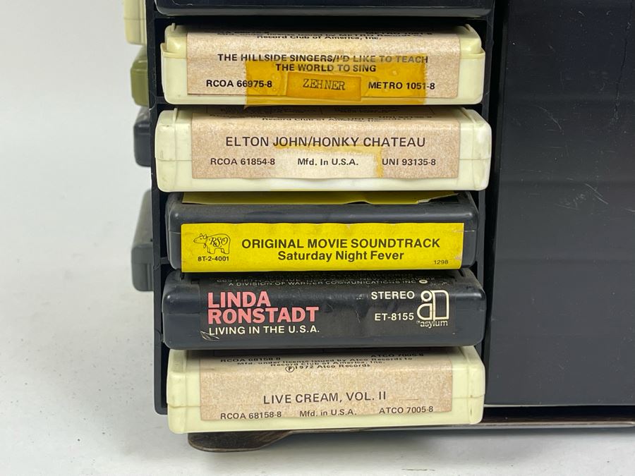 Vintage 8-Track Cartridge Tapes With Revolving Tape Holder Includes Rolling Stones, Fleetwood Mac Rumours, Elvis, Elton John, Saturday Night Fever - See Photos 10.5W X 14H [Photo 5]