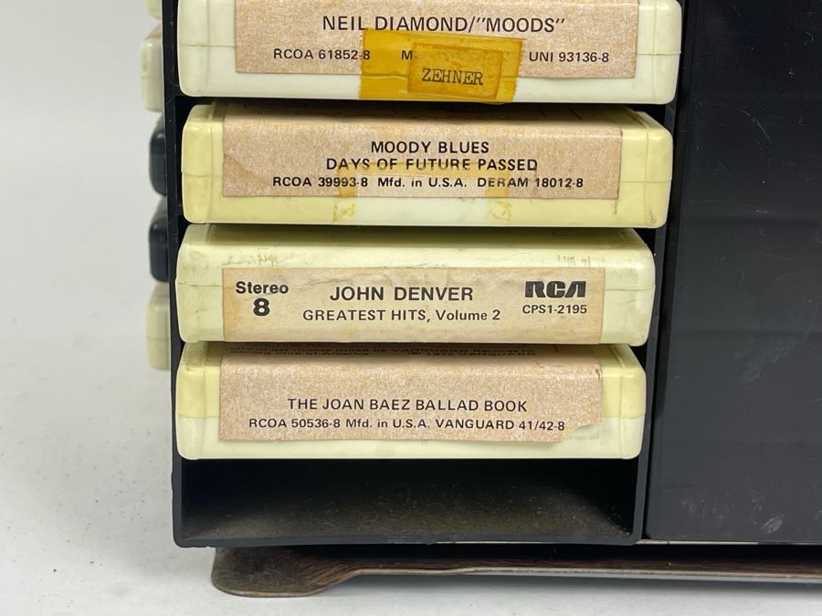 Vintage 8-Track Cartridge Tapes With Revolving Tape Holder Includes Rolling Stones, Fleetwood Mac Rumours, Elvis, Elton John, Saturday Night Fever - See Photos 10.5W X 14H [Photo 15]