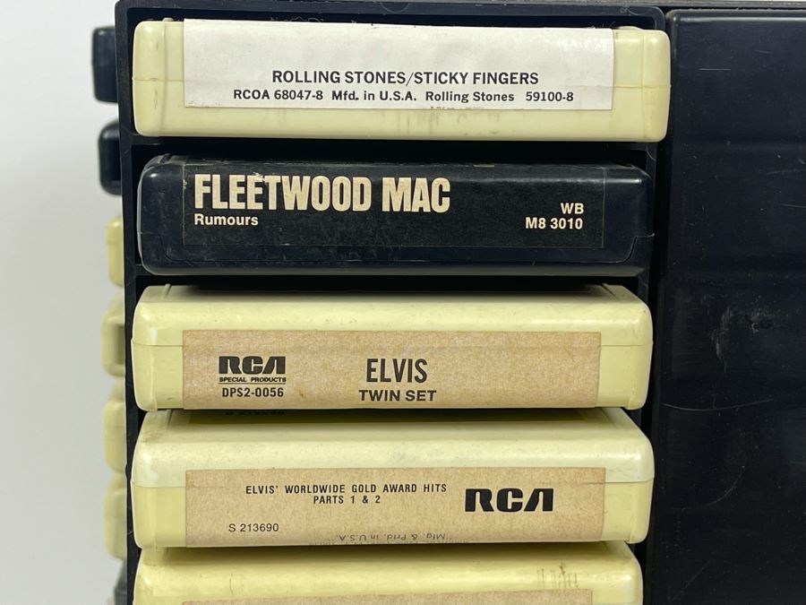 Vintage 8-Track Cartridge Tapes With Revolving Tape Holder Includes Rolling Stones, Fleetwood Mac Rumours, Elvis, Elton John, Saturday Night Fever - See Photos 10.5W X 14H [Photo 3]