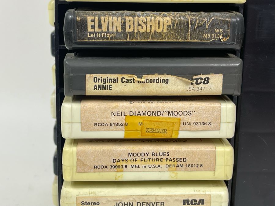 Vintage 8-Track Cartridge Tapes With Revolving Tape Holder Includes Rolling Stones, Fleetwood Mac Rumours, Elvis, Elton John, Saturday Night Fever - See Photos 10.5W X 14H [Photo 14]