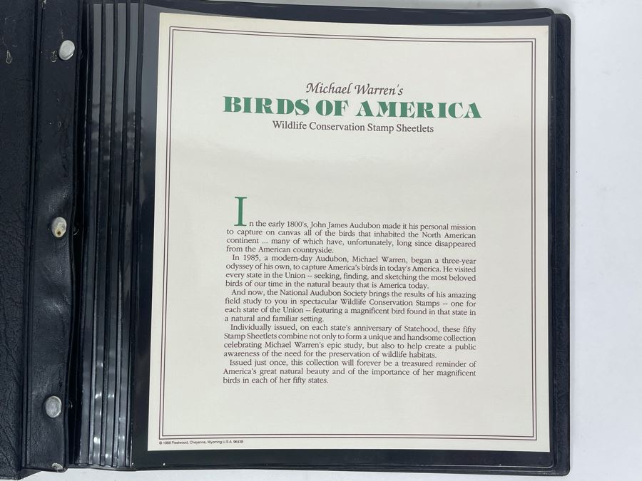 Limited Edition Large Format Mint Stamps Collection From National Audubon Society Birds Of All 50 States $5 Stamps Based On Wildlife Artist Michael Warren - 11 X 10 See Photos [Photo 4]