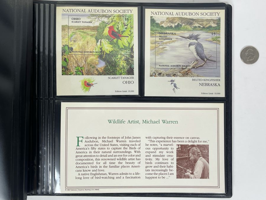 Limited Edition Large Format Mint Stamps Collection From National Audubon Society Birds Of All 50 States $5 Stamps Based On Wildlife Artist Michael Warren - 11 X 10 See Photos [Photo 7]