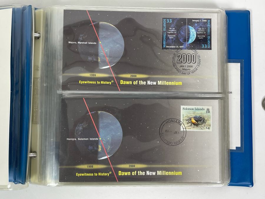 Dawn Of The New Millennium Commemorative First Day Stamp Covers January 1, 2000 In Presentation Binder - See Photos