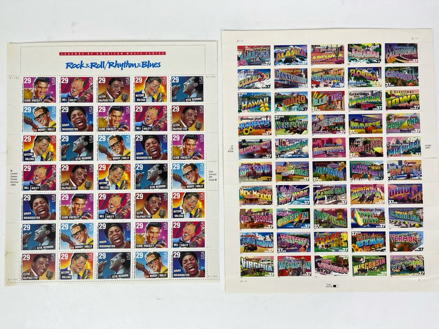 Mint Stamps Sheets: Rock & Roll / Rhythm & Blues Set And Greetings From 50 States Set