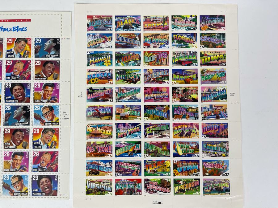 Mint Stamps Sheets: Rock & Roll / Rhythm & Blues Set And Greetings From 50 States Set [Photo 3]