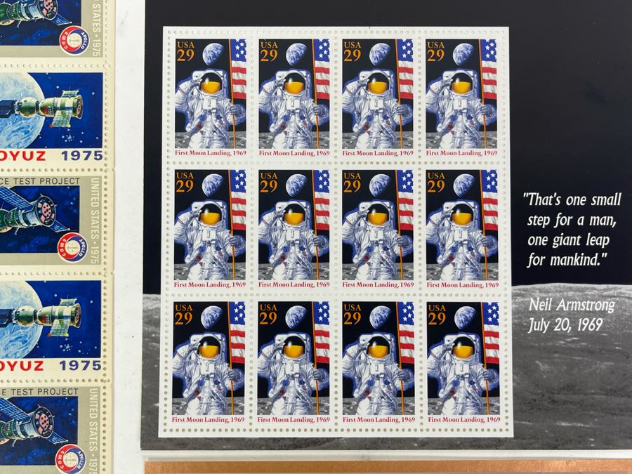 Mint Apollo Soyuz 1975 Stamp Sheet, Commemorative Edition Of 25th Anniversary First Moon Landing Mint Stamps And Mars Pathfinder 1997 Mint $3 Stamp [Photo 7]