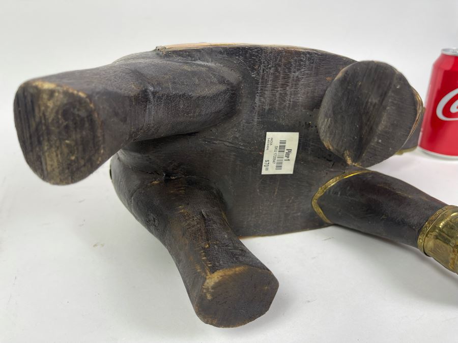 Handmade Wooden, Brass And Inlaid Bone Elephant From India 14W X 6D X 12H [Photo 7]