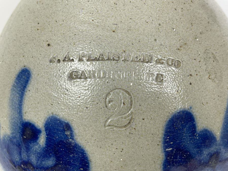 Vintage F.A. Plaisted & Co Gardiner, ME Stoneware #2 Jug 14H [Photo 4]
