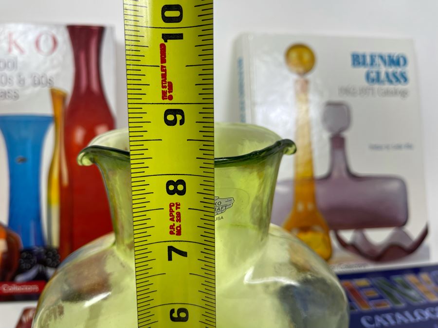 Collection Of Four Blenko Glass Collector's Books And Green Blenko Glass Jar 8H [Photo 9]