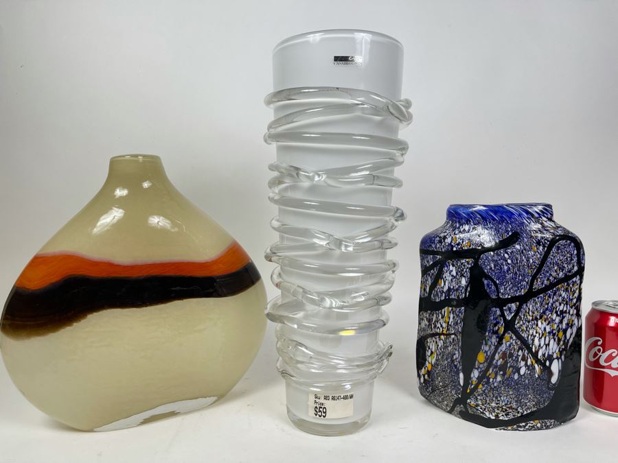 Set Of Three Glass Vases