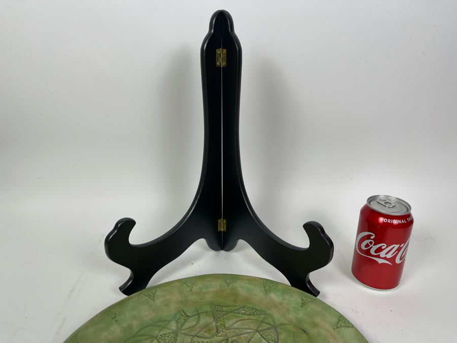 Mid-Century Art Pottery Signed Mother King With Wooden Stand 13.5R [Photo 7]