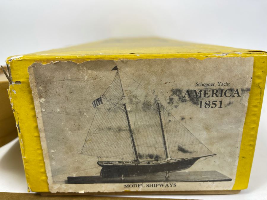 Vintage 1967 Model Shipways Partially Built Model With Plans And Original Box Schooner Yacht 'America' 1851 (Uncertain If Complete) [Photo 7]