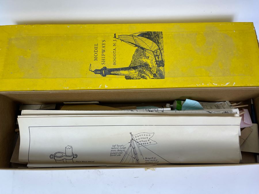 Vintage 1967 Model Shipways Partially Built Model With Plans And Original Box Schooner Yacht 'America' 1851 (Uncertain If Complete) [Photo 8]