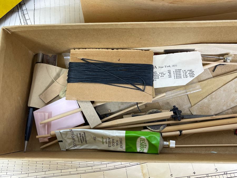 Vintage 1967 Model Shipways Partially Built Model With Plans And Original Box Schooner Yacht 'America' 1851 (Uncertain If Complete) [Photo 15]