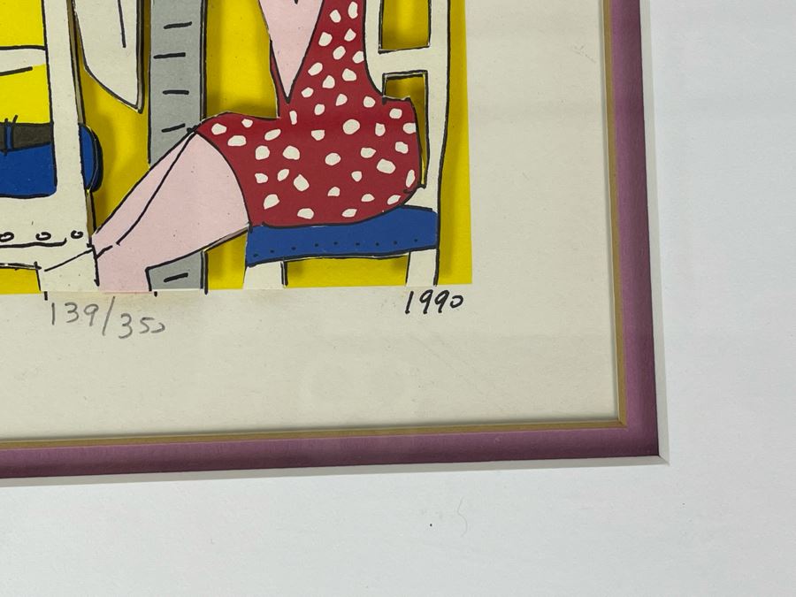 James Rizzi (1950-2011) American Pop Artist Framed Limited Edition 3-D Serigraph Titled 'Tea Party' Signed 139 Of 350 1990 With Certificate Of Authenticity 8.5 X 10.5 Estimate $1,000-$2,900 [Photo 7]
