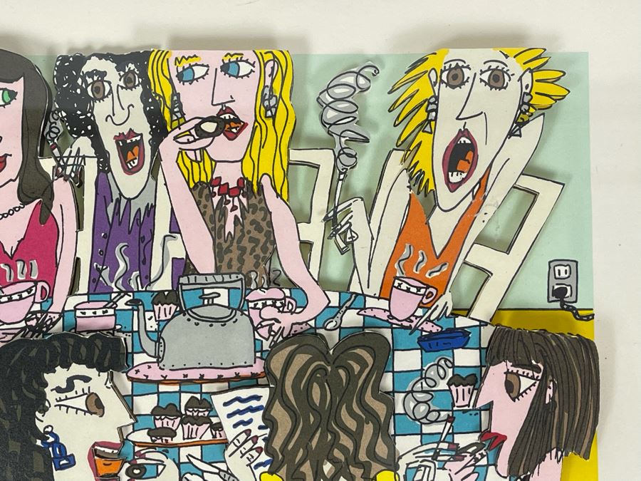 James Rizzi (1950-2011) American Pop Artist Framed Limited Edition 3-D Serigraph Titled 'Tea Party' Signed 139 Of 350 1990 With Certificate Of Authenticity 8.5 X 10.5 Estimate $1,000-$2,900 [Photo 10]