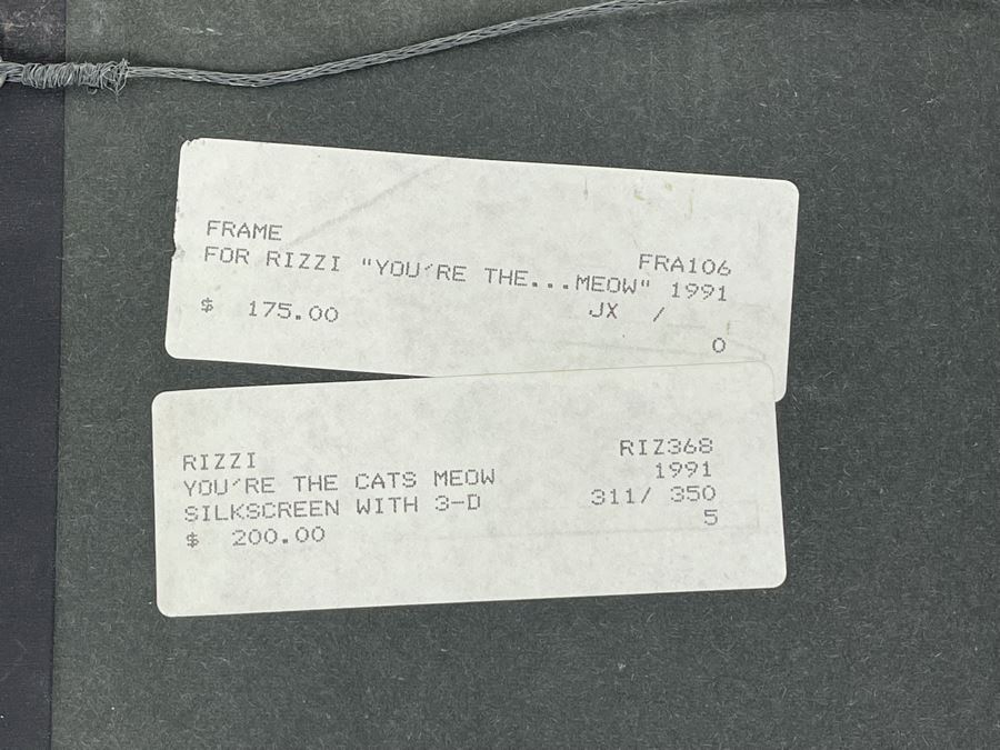 James Rizzi (1950-2011) American Pop Artist Limited Edition Signed 3-D Serigraph Titled 'You're The Cats Meow' With Custom Heart Frame And Documentation 2 X 3 Image - 311 Of 350 1990 Estimate $200-$300 [Photo 7]