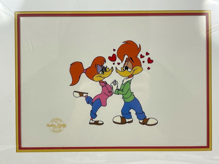 Framed Limited Edition Fine Art Serigraph Cel Created From Original Art In The Walter Lantz Archives Titled 'Lovebirds' Winnie And Woody Woodpecker With COA 13.5 X 9.5 [Photo 5]
