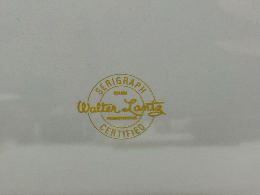 Framed Limited Edition Fine Art Serigraph Cel Created From Original Art In The Walter Lantz Archives Titled 'Lovebirds' Winnie And Woody Woodpecker With COA 13.5 X 9.5 [Photo 3]