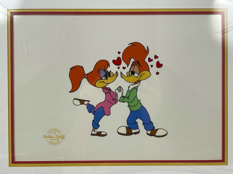 Framed Limited Edition Fine Art Serigraph Cel Created From Original Art In The Walter Lantz Archives Titled 'Lovebirds' Winnie And Woody Woodpecker With COA 13.5 X 9.5 [Photo 4]