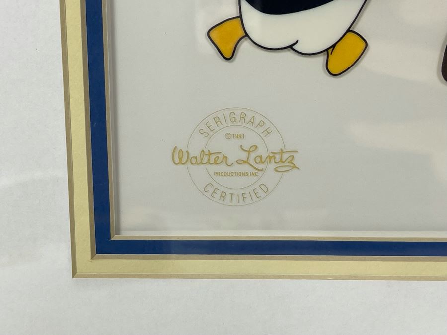Framed Limited Edition Fine Art Serigraph Cel Created From Original Art In The Walter Lantz Archives Titled 'Party Pals' Woody Woodpecker, Chilly Willy And Andy Panda With COA 8 X 10.5 [Photo 5]