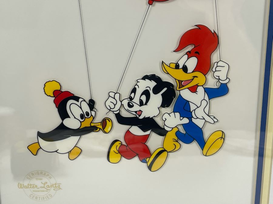 Framed Limited Edition Fine Art Serigraph Cel Created From Original Art In The Walter Lantz Archives Titled 'Party Pals' Woody Woodpecker, Chilly Willy And Andy Panda With COA 8 X 10.5 [Photo 4]